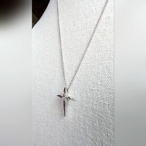 Marvel Sterling Silver Cross with Genuine Stone.